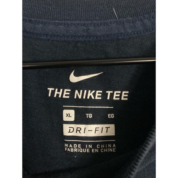 Nike Dri-Fit Men's XL Camo Swoosh Logo T-Shirt Blue Short Sleeve Crew Neck - Picture 2 of 8